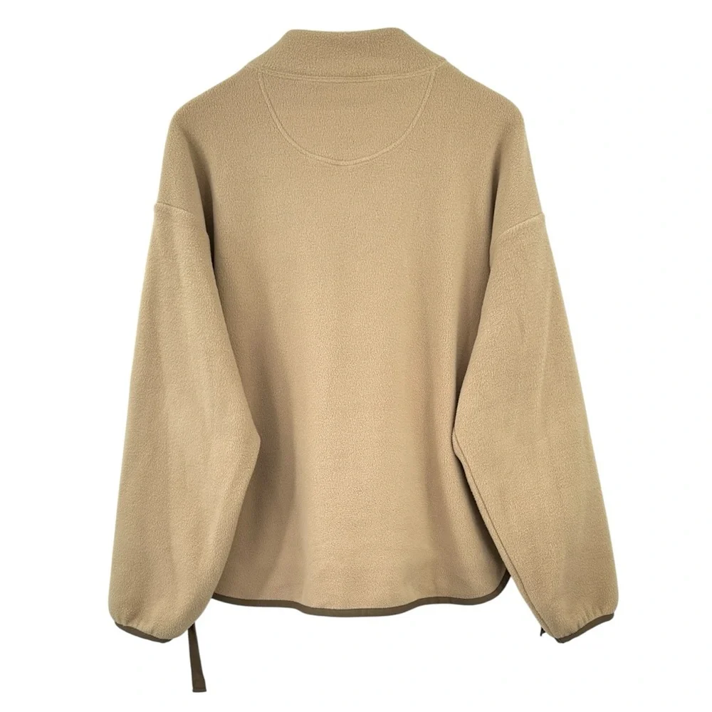White Mountaineering x Uniqlo Beige Mock Neck Loose Fit Fleece Pullover Sweater - Picture 2 of 7
